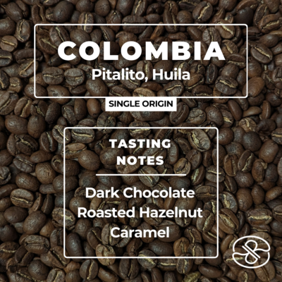 Colombia coffee label with taste notes